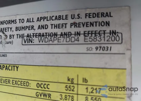 2014 Mercedes-Benz Sprinter 2500 from USA, damaged, VIN WDAPE7DD4E5831200